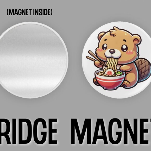 Animals Eating Ramen Fridge Magnets Set Of 6 Metal Magnets Home Kitchen School - Picture 3 of 6